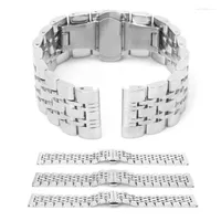 Watch Bands 22/23/24mm Stainless Steel Band Silver Solid Adjustable Butterfly Clasp Replacement Watchband