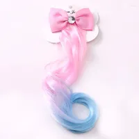 Hair Accessories Girls Lovely Gradient Colorful Wigs Bow Hairpins Princess Ornament Headband Clips Barrettes Kids
