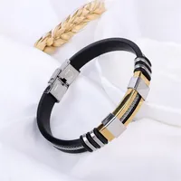 Men Bracelet Fashion Jewelry Mens Bracelets Punk Silicone Stainless Steel Charm Cool Men's Band Bangle Wristbands Gifts For M278f