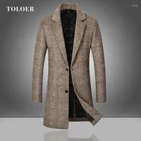 Men's Trench Coats Men's Wool Blends Long Business Casual Men Woolen Outwear Winter Warm Slim Windbreaker Male High Brand Clothing