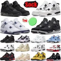 Military Black Cats Jumpman 4 4S Basketball Shoes Menskvinnor Canvas Midnight Navy Sail White Oreo University Blue Fire Red Thunder Bred Men Trainers Sport Sneakers