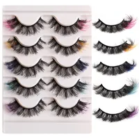 Thick Curly Colorful False Eyelashes Naturally Soft and Delicate Hand Made Reusable Multilayer 3D Mink Fake Lashes Messy Crisscross Eyelash Extensions Makeup