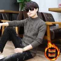 Men's Sweaters 2022 Sweater Male Korean Version Half-collared Youth With Thick Cashmere Junior High School Students Winter Handsome
