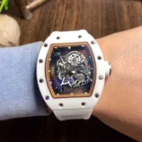 Luxury Mens Mechanical Watch 2022 Richa Milles White Ceramic Automatic Hollowed Out Luminous Tape Personalized Waterproof Swiss Movement Wr