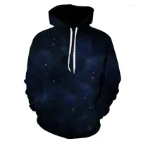 Herrtröjor 2022 Autumn and Winter Starry Sky Hoodie 3D Printing Space Galaxy Sweater Unisex Clothing Pullover