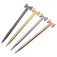 Pcs Mini Bow Metal Ballpoint Pen Rotating Portable Black Ink For School Students Office Business Stationery Supplies