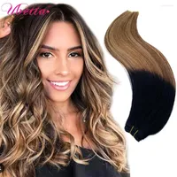Human Hair Bulks Highlight Bundles Ombre Brown Black Root Straight Real Extensions Bundle Deals Weave Double Weft
