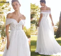 Modern A Line Wedding Dresses With Removable Off Shoulder Bolero Wraps Plus Size Lace Appliqued Beaded Bridal Gowns Sweep Train Fashion Robes de Mariee CL1204