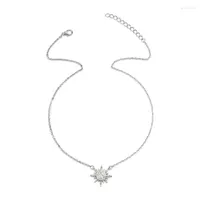 Chains Sunbeam Pendant Silver Short Alloy Necklace For Women