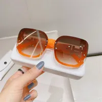 사각 선글라스 여성 검은 대형 태양 안경 여성 복고풍 빈티지 큰 프레임 그라디언트 거울 Y220317