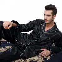 Men s Sleepwear Mens Silk Satin Pajamas Pyjamas Set Loungewear U S S M L XL XXL XXXL 4XL Fits All Seasons 220929