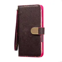 Imprint Flower Wallet Leather Fashion Designer telefoonhoesjes voor iPhone 14 14 Plus 13 12 Mini Pro Max 11 XR XS 8 7 Lace Holder Flip Cover Fashion ID Card Slot Pouch