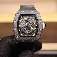 watches wristwatch designer Luxury Mens Mechanics Watch Wine Barrel Richa Milles r Rm35-02 Series 2824 Automatic Mechanical Carbon Fiber Bl