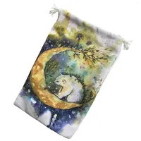 Storage Bags Velvet Moon Phase Tarots Bag Oracle Card Witch Divination Board Game Cards Embroidery Drawstring Package For Altar Tarot