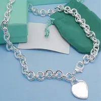 2019 newest arrival silver 925 Thick silver chain heart Pendant Necklaces cheap Charms size with box and dastbag2441