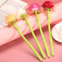 Silicone Rose Flower Gel Pens Emulation Roses Student Writing Pen Advertising Signature Pens School Office Supplies Festival Gift BH7696 TYJ