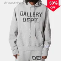 Men's Hoodies Sweatshirts Galleryes Dept 22ss Classic Letter Print Drawstring Loose Pullover Hoodie for Men and Womens1