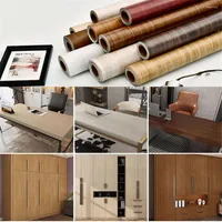 Fondos de pantalla PVC Auto adhesivo impermeable para la sala de estar Bedero de madera Pegatinas de pared de grano de pozos Muebles de papel decoración del hogar