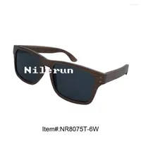 Sunglasses Square Super Thin And Light Black Walnut Wood With Metal Decorating Pins