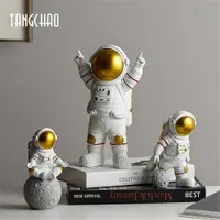Objekt tangchao dekor harts astronaut figurer skulptur dekorativ rymdman med månmodell prydnad hem dekorationer staty 0930