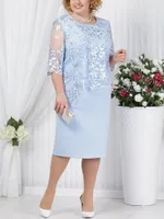 Plus Size Dresses Summer For Wedding Guest Women 2022 Fashion Lace Patchwork Slim Bodycon Pencil Dress Elegant Party