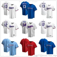 Wear College 2021 Novas esta￧￵es camisas de beisebol costuraram 13 Joey Gallo 12 Rougned odor 34 Nolan Ryan Jersey Blue Royal Royal White Home