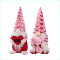 Party Decoration Valentines Day Gnome Plush Heart Bear Scandinavian Tomte Elf Decorations Swedish Dwarf Figurines borddekor g￥vor D dhqhw