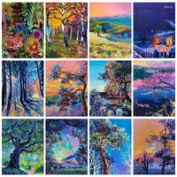 Pinturas Gatyztory Abstract Painting by Numbers Handmade Coloring Trees Colorful Home Decor for Adults Art Supplies