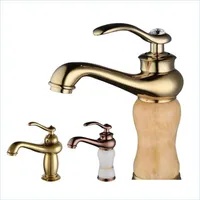 Bathroom Sink Faucets Golden Cold Water Tap Bathroom Sink Faucets Copper Bath Showers Rose Gold Jade Archaize Faucet Pure Color Drop Dhfad