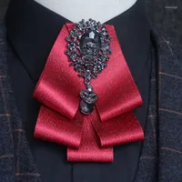 Bow Gine Men's Black Strinestone галстук мода британская джентльменская костюма