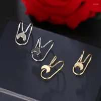 Backs Earrings Charming Fashion Gold Cute Moon Shape Without Piercing Earring For Female Jewelry Party Shiny Decoration
