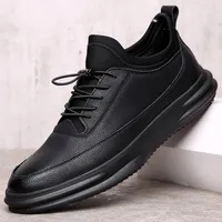 Dress Shoes 2022 Summer Men's British Style Casual Slip-on Work Leather Black All-match Trendy
