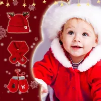 Scarves Scarf Suit Children's Antlers Baby Velvet Set Three-piece Cute Christmas Hat Men Women Bandana Headshawl