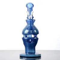 Wholesale Heady Blue Hookahs Water Glass Bongs Unique 8Inch Smoking Pipes Bong Fab Egg Dab Oil Rigs Perc Percolators With Bowl WP2282
