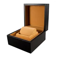 Watch Boxes Box Single Slot PU Leather Wristwatch Display Case Bracelet Jewelry Holder Storage Organizer With Removable Cushion