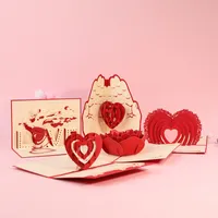3D wenskaart Valentine cadeau paar pioen kersen verjaardagsbedrijf uitnodiging stuur verjaardag cadeautjes naar je of vriendin op Valentijnsdag