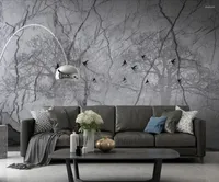 Wallpapers Customized 3D Mural Wallpaper Hd Gray Large Board Stone Marble Background Wall Decoration Painting
