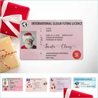 Christmas Decorations Santa Claus Flight Cards Sleigh Riding Licence Tree Ornament Christmas Decoration Old Man Driver License E Soif Dhnmq