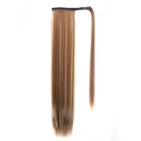 Synthetic wigs Ponytails Clip In On Hair 24 inch wig Long straight female Velcro chemical fiber Horsetail