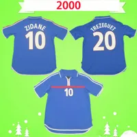 Futebol Maillots de Football 2000 Retro Soccer Jerseys Home Blue Shirt Zidane Vintage Henry #20 Trezeguet Tailândia Qualidade Classic Uniformes
