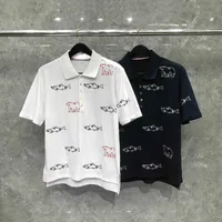 Tb Tnom Boutique T-shirt Summer Fashion Tops Fine Cotton Short Sleeve Lapel Men Clothing Fish Bear Embroidery Polo Shirt
