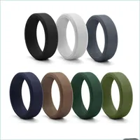 Wedding Rings Sile Wedding Rings For Men Step Edge Style Breathable Rubber Bands 8Mm Fashion Jewelry Drop Delivery 2021 Sport1 Dhsyb