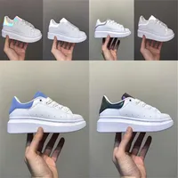 Infants UK Kids Dream Blue Sneakers Patchouli Platform Over White sized Leather Avant Garde Sports shoes Childrens 3M Reflective k254W
