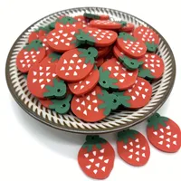 Perlen 20pcs/Los 20mm Erdbeerperlen Flocken Tonkügelchen Polymerhalter für Schmuck für DIY-Armband Haarnadel #A89-12