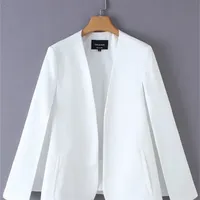 Vrouwen split ontwerp mantelpak jas kantoor dame zwart witte jas mode streetwear casual losse bovenkleding tops c613 220811