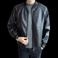 Jackets para hombres Autumn Casual Pu Leather Pu Classic Slim Fit Synthetic Coats Spring Motorcycle Biker Streetwear Bomber Topsmen's