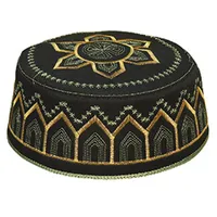 Ethnic Clothing Abaya Prayer Hats Fashion Muslim Headwear Turban Hat Topi Kufi Round Cap 2022 Black Embroidered Arabia Islamic HatEthnic Eth