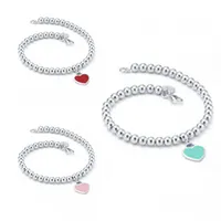 Fashion Luxury bracelet designer jewelry Beaded Strands Bule heart pendant Bracelets for women party gift pink Red pendant S925 trendy girlfriend 69683878