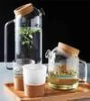 Stor kapacitet transparent glas tekannor värmebeständig vattenkokare kontor te potten kreativ kaffe maker hushåll juice vatten kanna 21081