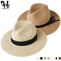 FURTALK Panamá Sumn Sun Hats For Women Man Beach Straw Sombrero para hombres Capitán de Protección UV Chapeau Femme 220811